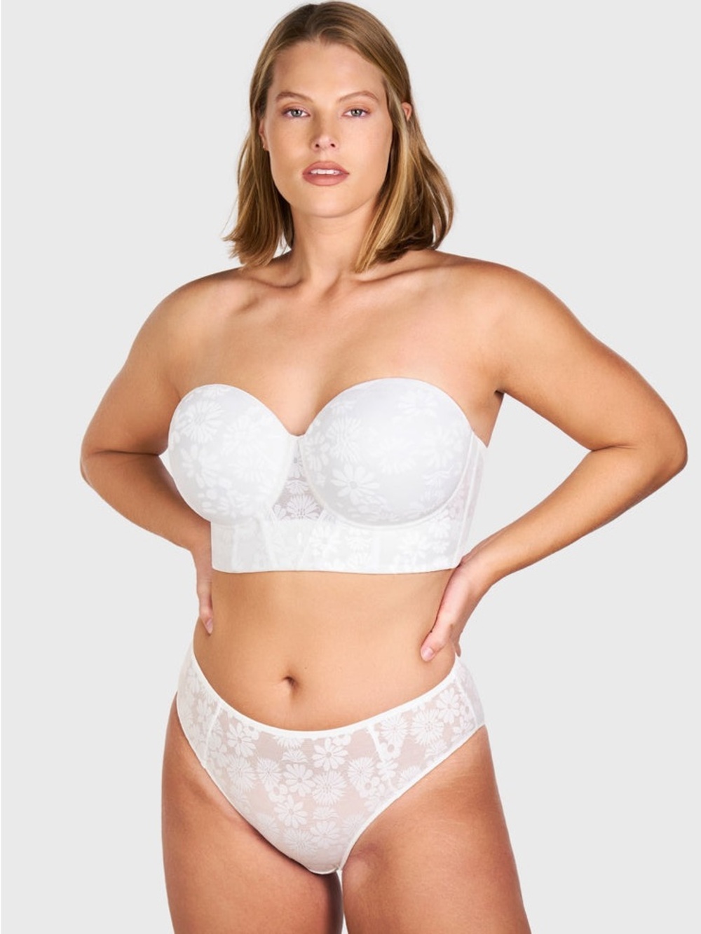 Daisy Smooth Lace Lightly Padded Longline Underwire Strapless Balconette Bra